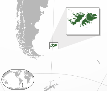 Location of the Falkland Islands.