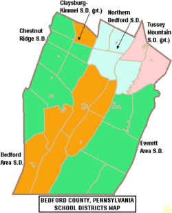 Map of Bedford County Pennsylvania School Districts