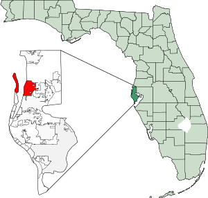 Map of Florida highlighting Dunedin