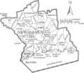 Map of New Haven County Connecticut With Municipal Labels