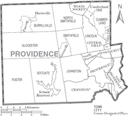 Map of Providence County Rhode Island With Municipal Labels