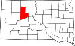 State map highlighting Ziebach County