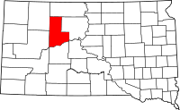 Map of South Dakota highlighting Ziebach County