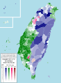 Map of the most commonly used home language in Taiwan