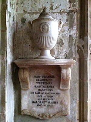 Memorial to John Francis Clarence Westenra Plantagenet Hastings, 16th Earl of Huntingdon