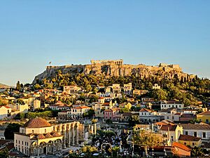 Monastiraki Square and the Acropolis in Summer