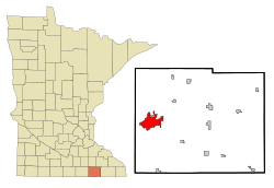 Location of the city of Austinwithin Mower Countyin the state of Minnesota