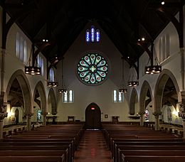 Nave with side aisles of The Cathedral Church of the Nativity, Bethlehem, Pennsylvania