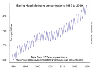 New Zealand atmospheric methane concentrations