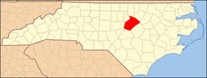 North Carolina Map Highlighting Wake County