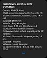 Ontario AMBER Alert
