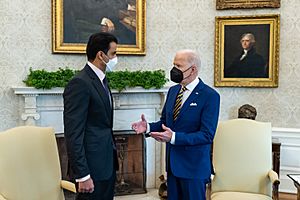 President Joe Biden with Amir Tamim bin Hamad Al Thani of Qatar