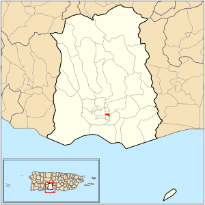 Location of barrio Quinto within the municipality of Ponce shown in red