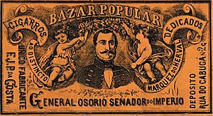 Rótulo de cigarro. Cigarros Dedicados ao Distinto Marquês do Herval, General Osório -Manuel Luiz Osório-