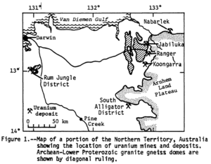 USGS Map of Northern Territory Uranium Mines