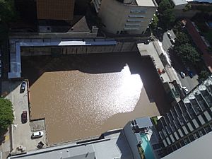 Vision Brisbane construction filled with water