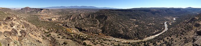 White Rock Canyon showing Fall colors on the banks of the Rio Grande