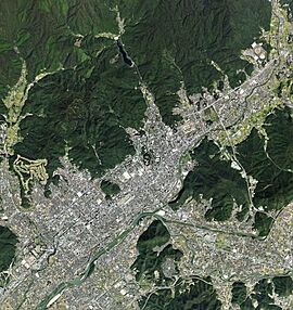 Yamaguchi city center area Aerial photograph.2009