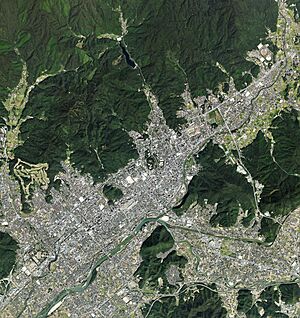 Yamaguchi city center area Aerial photograph.2009