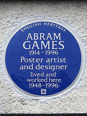 ABRAM GAMES 1914-1996 Poster artist and designer lived and worked here 1948-1996