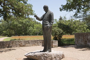 A statue of President Lyndon B. Johnson on the Texas State Parks' portion of the LBJ Ranch near Stonewall in the Texas Hill Country LCCN2014633794