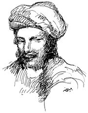 Abu Nuwas, as drawn by Khalil Gibran in 1916.