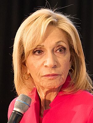 Andrea Mitchell interviewing guest at Overseas Security Advisory Council (OSAC) annual conference and briefing in Washington D.C. on November 15, 2023 (cropped).jpg