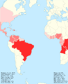Atlantic Ocean slave location map by source and destination