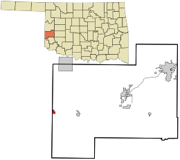 Location in Beckham County and the state of Oklahoma.