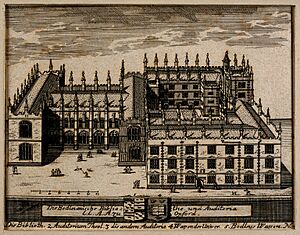 Bodleian Library, Oxford; bird's eye view with key and coat Wellcome V0014205