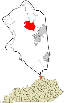 Location within Boone County and the state of Kentucky