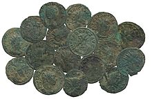 Jumbled pile of Roman coins
