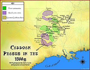 Caddoan Phases in the 1520s map HRoe 2010