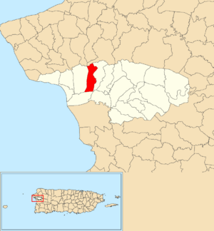 Location of Caracol within the municipality of Añasco shown in red