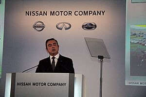 Carlos Ghosn at the 2013 earnings press conference Yokohama