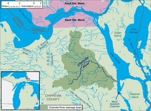 A map of the Charlotte River and its watershed.