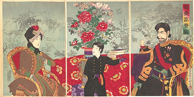 Chikanobu (1887) Mirror of Japanese Nobility (cropped and rotated)