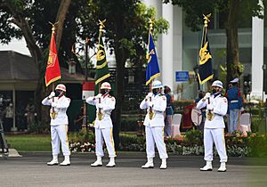 Color guards of the Indonesian National Armed Forces at Merdeka Palace