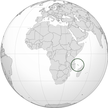 Location of the Comoros (circled)