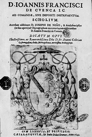 Cuenca, Juan Francisco de – Ad comandae siue depositi instrumentum scholium, 1644 – BEIC 14166822