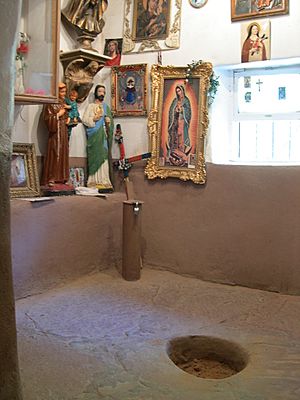 El Pocito (Little Well) showing hole containing blessed dirt
