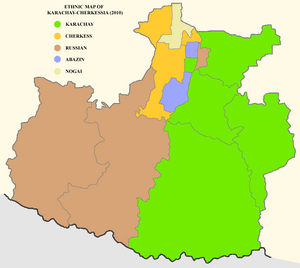 Ethnic map of Karachay Cherkessia 2010