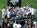 FC Gold Pride pose with 2010 WPS Championship Trophy 6