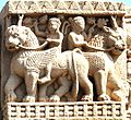 Foreigners riding winged lions Sanchi Stupa 1 Eastern Gateway