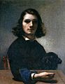 Gustave Courbet - Self-Portrait (Courbet with Black Dog) - WGA05478