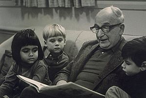 H. A. Rey reading to children in the early 1970s