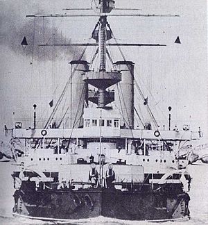 HMS Hood (1891) Bows-On Mediterranean 1901