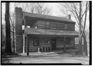Historic American Buildings Survey, Edgar D. Tyler, Photographer February 9, 1934 NORTH ELEVATION (fRONT). - James Kemper Log Cabin, Zoological Gardens, Cincinnati, Hamilton HABS OHIO,31-CINT,2-1