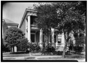 Historic American Buildings Survey, Harry L. Starnes, Photographer April 9, 1936 FRONT AND SOUTH ELEVATION. - George Ball House, 1405 Twenty-fourth Street, Galveston, Galveston HABS TEX,84-GALV,4-2