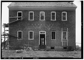 Historic American Buildings Survey Lester Jones, Photographer May 30, 1940 NORTHEAST ELEVATION (FRONT) - Colonel William Whitley House, Stanford-Crab Orchard Pike, Stanford, HABS KY,69- ,1-2.tif